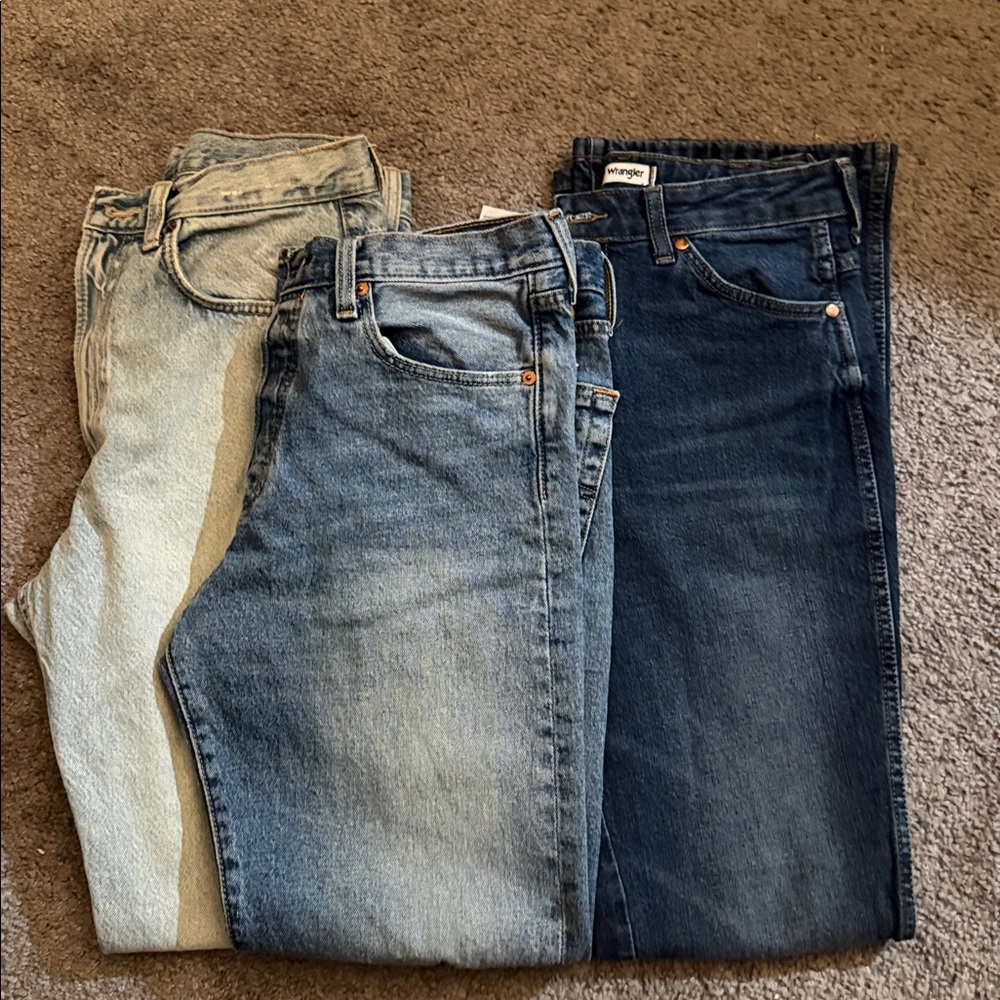 Bundle deal - 3 pairs of Jeans 👖 Levi’s 501 . Zara and Wrangler